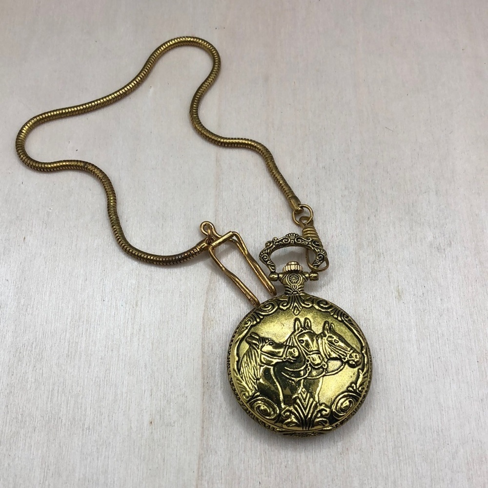 Vintage Geneva Racing Horses Pocket Watch